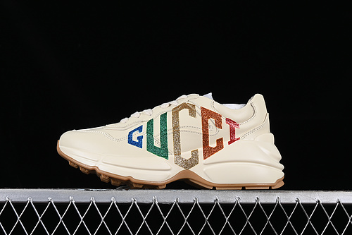 Gucci Rhyton Vintage Trainer Sneaker Brown/Orange/Blue/Grey 9