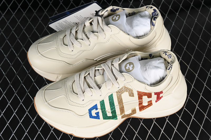 Gucci Rhyton Vintage Trainer Sneaker Brown/Orange/Blue/Grey 27