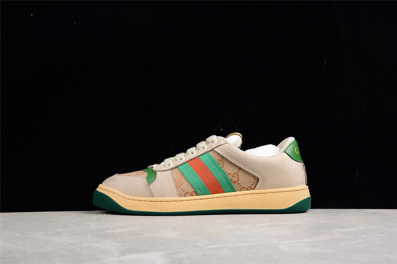 Gucci Distressed Screener Sneaker Brown/Green/Red 13