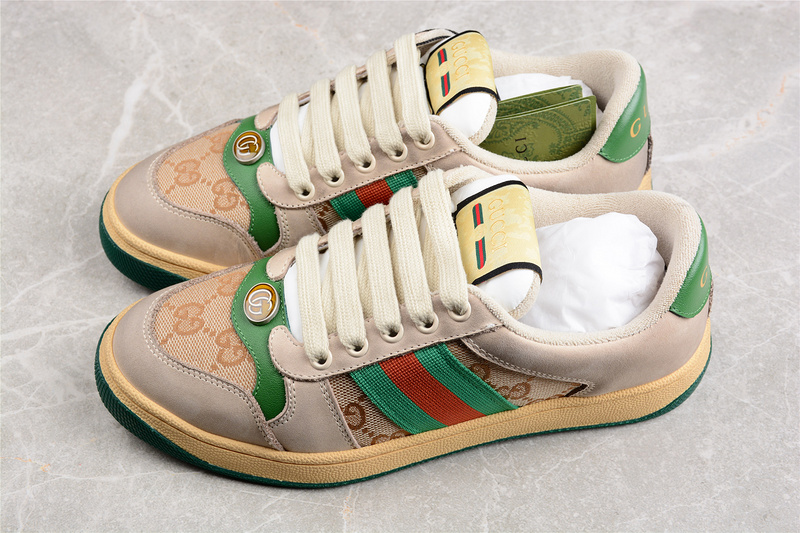 Gucci Distressed Screener Sneaker Brown/Green/Red 15