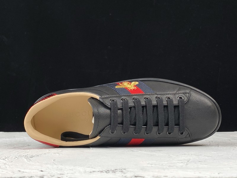 Gucci Ace Embroidered Low-Top Sneaker Black/Navy Blue/Red-Gold 7