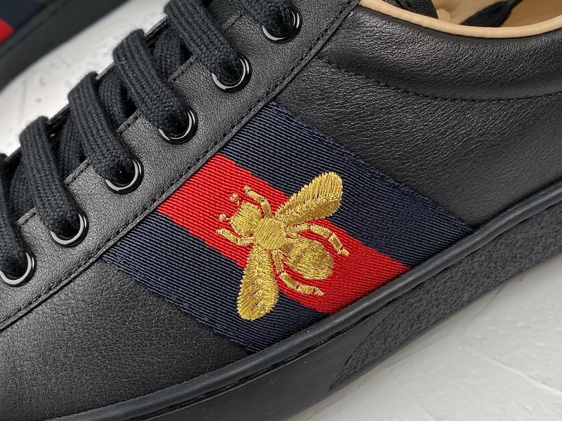 Gucci Ace Embroidered Low-Top Sneaker Black/Navy Blue/Red-Gold 11