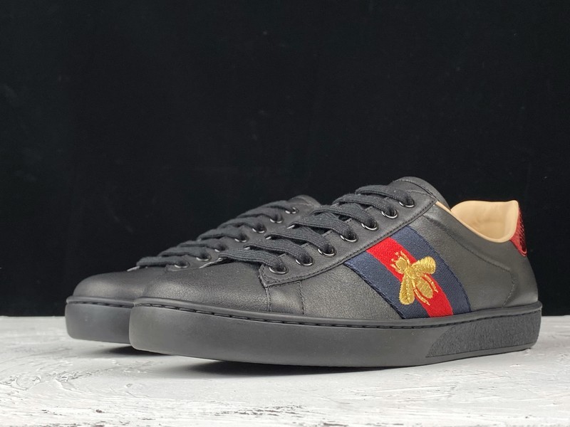 Gucci Ace Embroidered Low-Top Sneaker Black/Navy Blue/Red-Gold 29