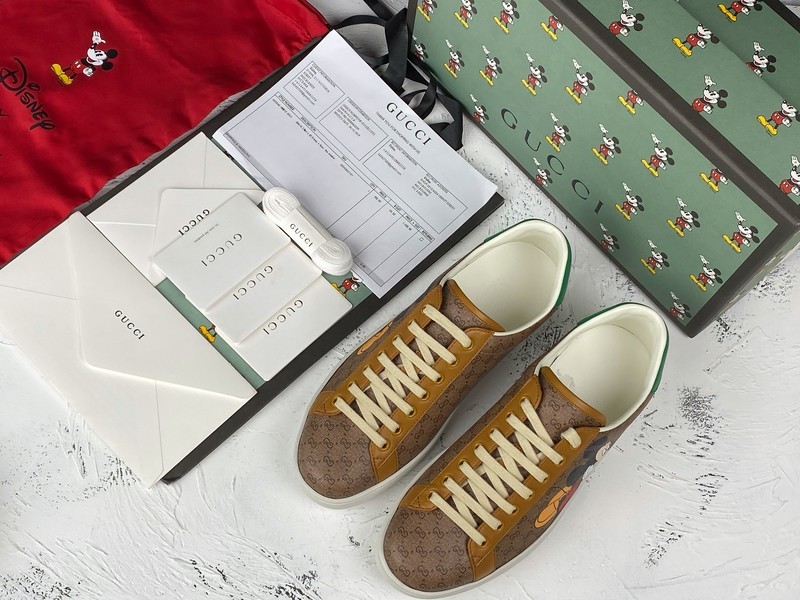 Gucci Ace Embroidered Low-Top Sneaker Light Brown/Green/White 5