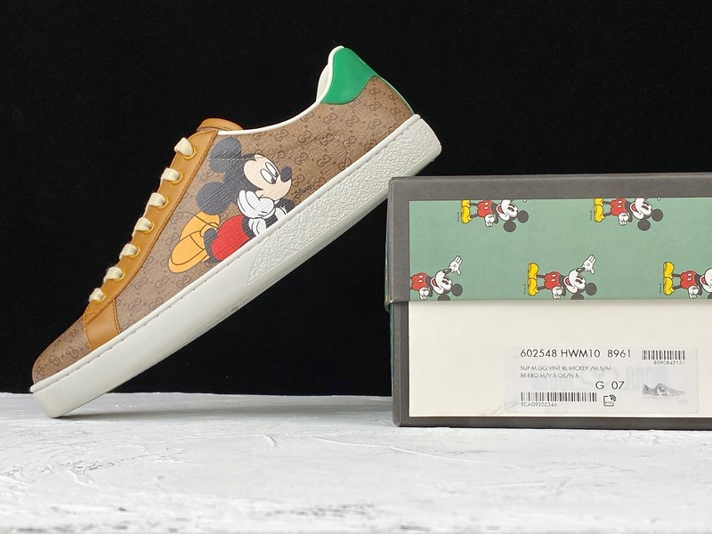 Gucci Ace Embroidered Low-Top Sneaker Light Brown/Green/White 19