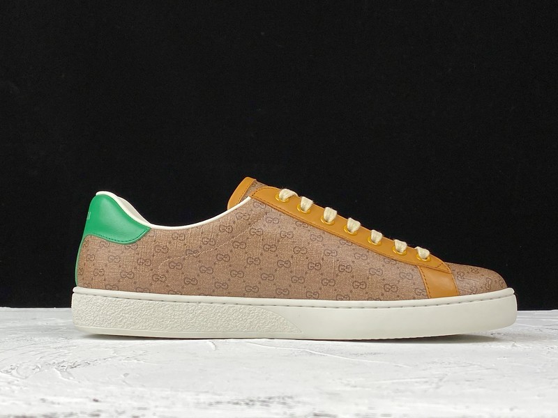 Gucci Ace Embroidered Low-Top Sneaker Light Brown/Green/White 21