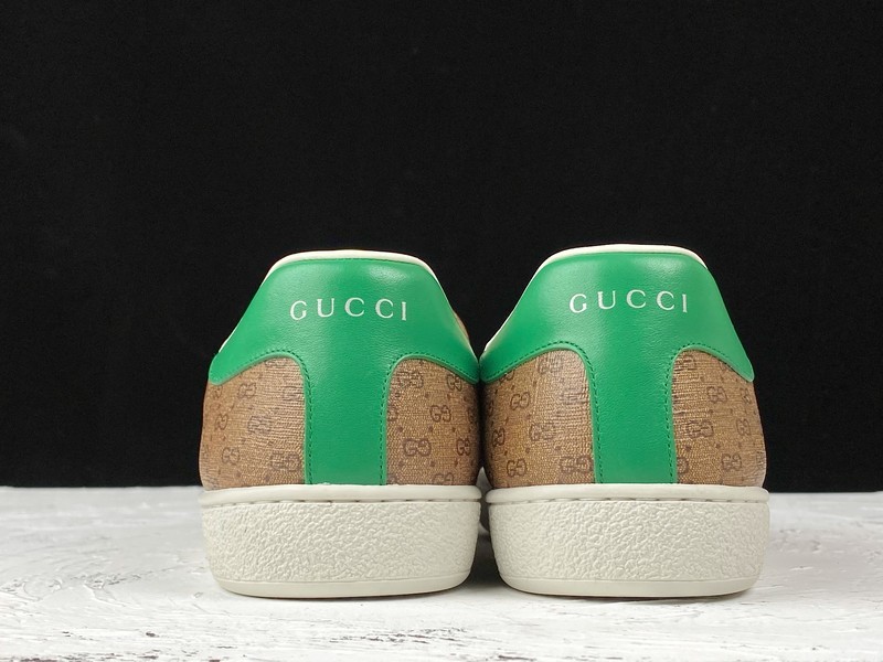 Gucci Ace Embroidered Low-Top Sneaker Light Brown/Green/White 27