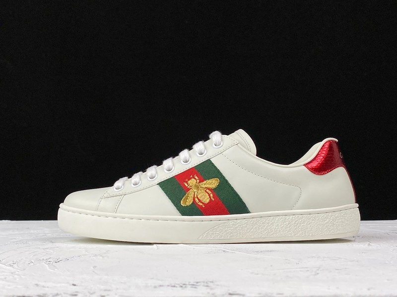 Gucci Ace Embroidered Low-Top Sneaker White/Green/Red-Gold 9