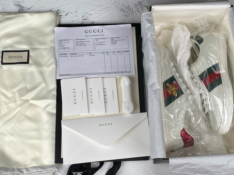 Gucci Ace Embroidered Low-Top Sneaker White/Green/Red-Gold 17