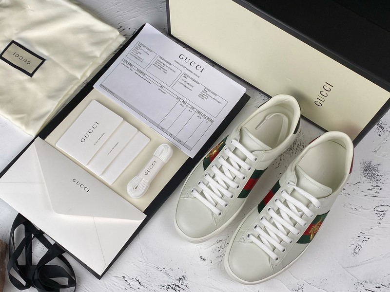 Gucci Ace Embroidered Low-Top Sneaker White/Green/Red-Gold 33