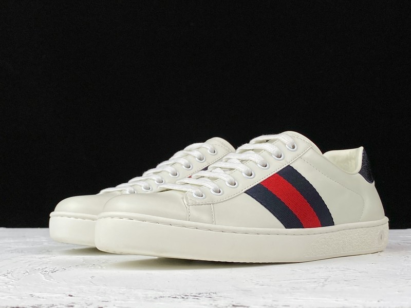 Gucci Ace Embroidered Low-Top Sneaker White/Navy Blue/Red 3