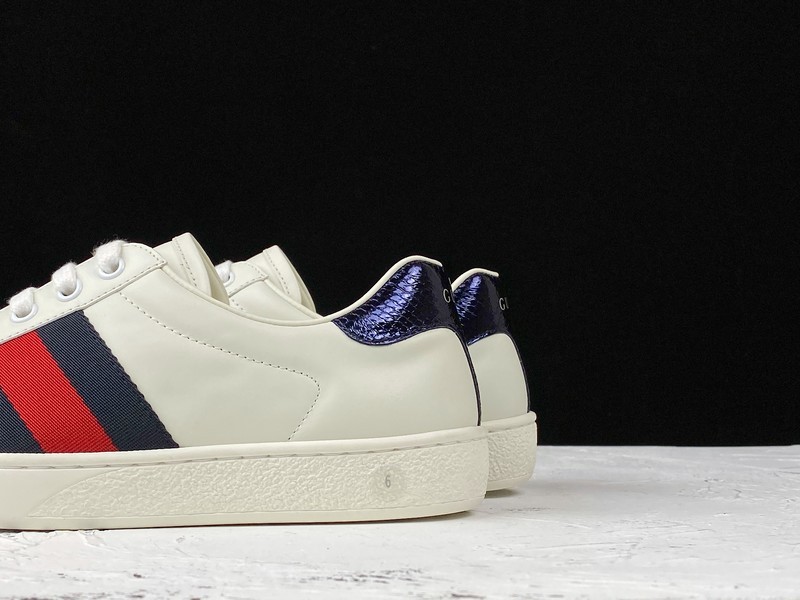 Gucci Ace Embroidered Low-Top Sneaker White/Navy Blue/Red 7