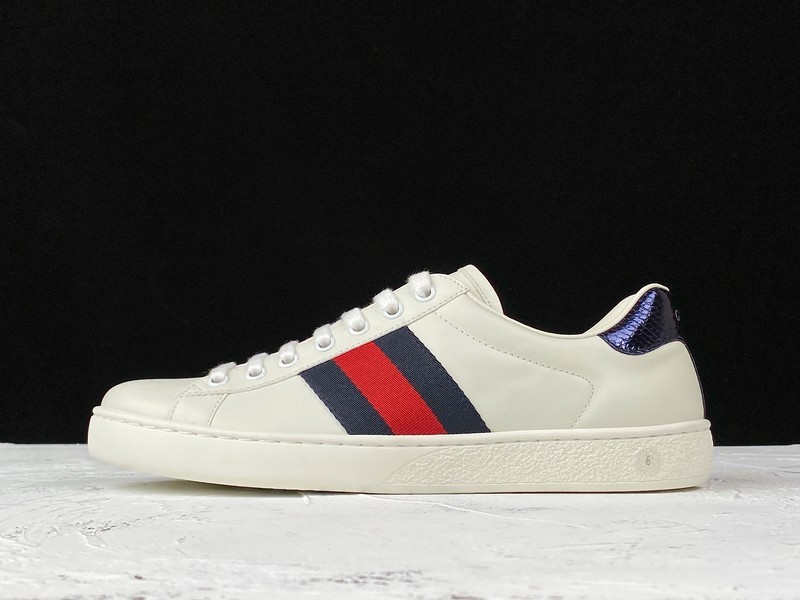 Gucci Ace Embroidered Low-Top Sneaker White/Navy Blue/Red 11