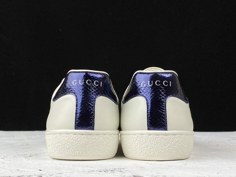 Gucci Ace Embroidered Low-Top Sneaker White/Navy Blue/Red 15