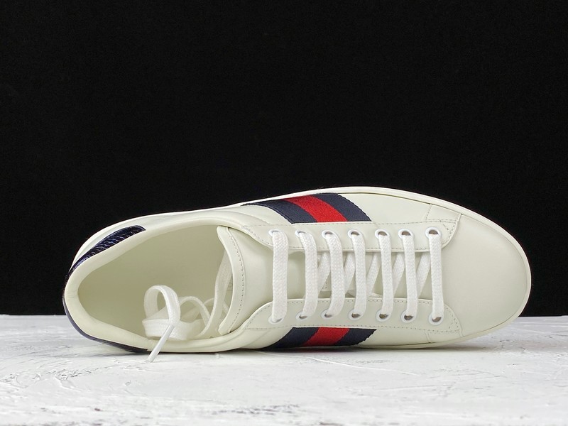 Gucci Ace Embroidered Low-Top Sneaker White/Navy Blue/Red 29