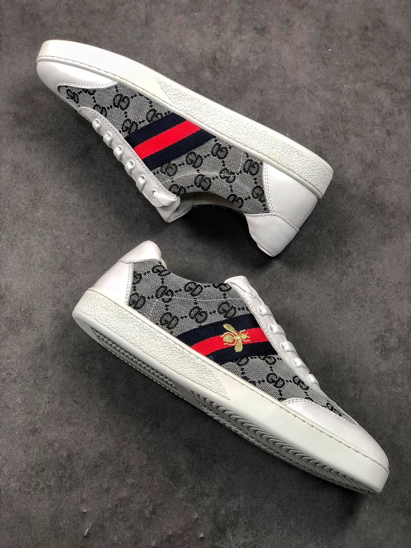 Gucci Sneakers Grey/Navy Blue/Red-White 9