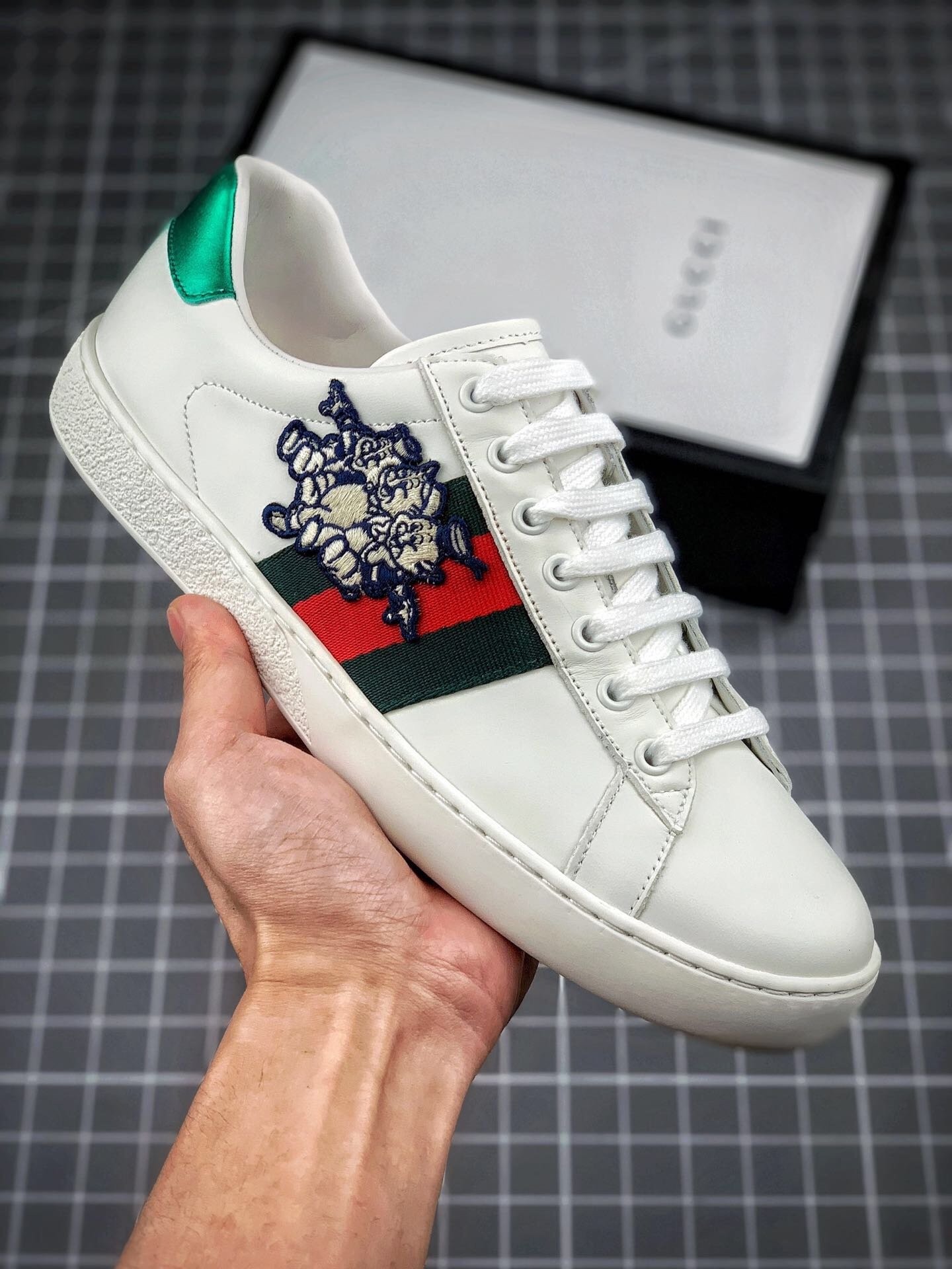 Gucci Ace Embroidered Low-Top Sneaker Black/White/Multi-Color 5