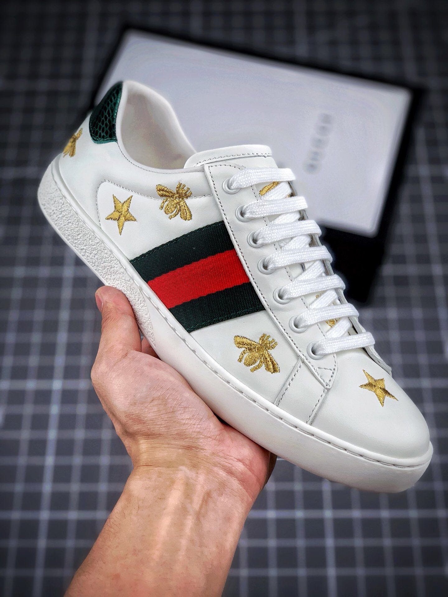 Gucci Ace Embroidered Low-Top Sneaker Black/White/Multi-Color 7