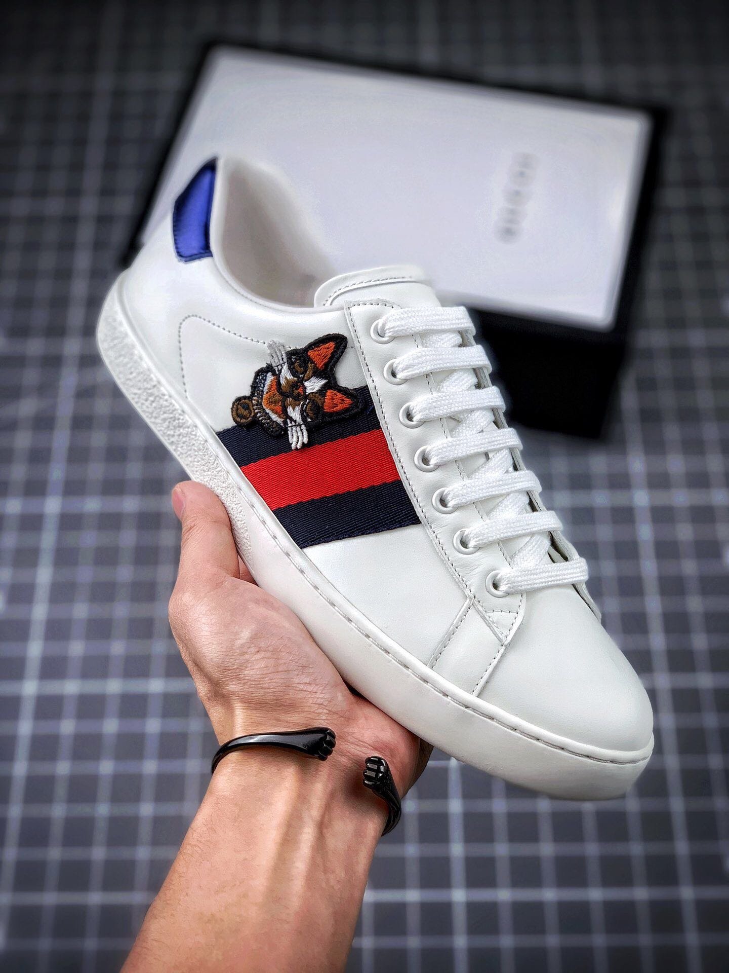 Gucci Ace Embroidered Low-Top Sneaker Black/White/Multi-Color 11