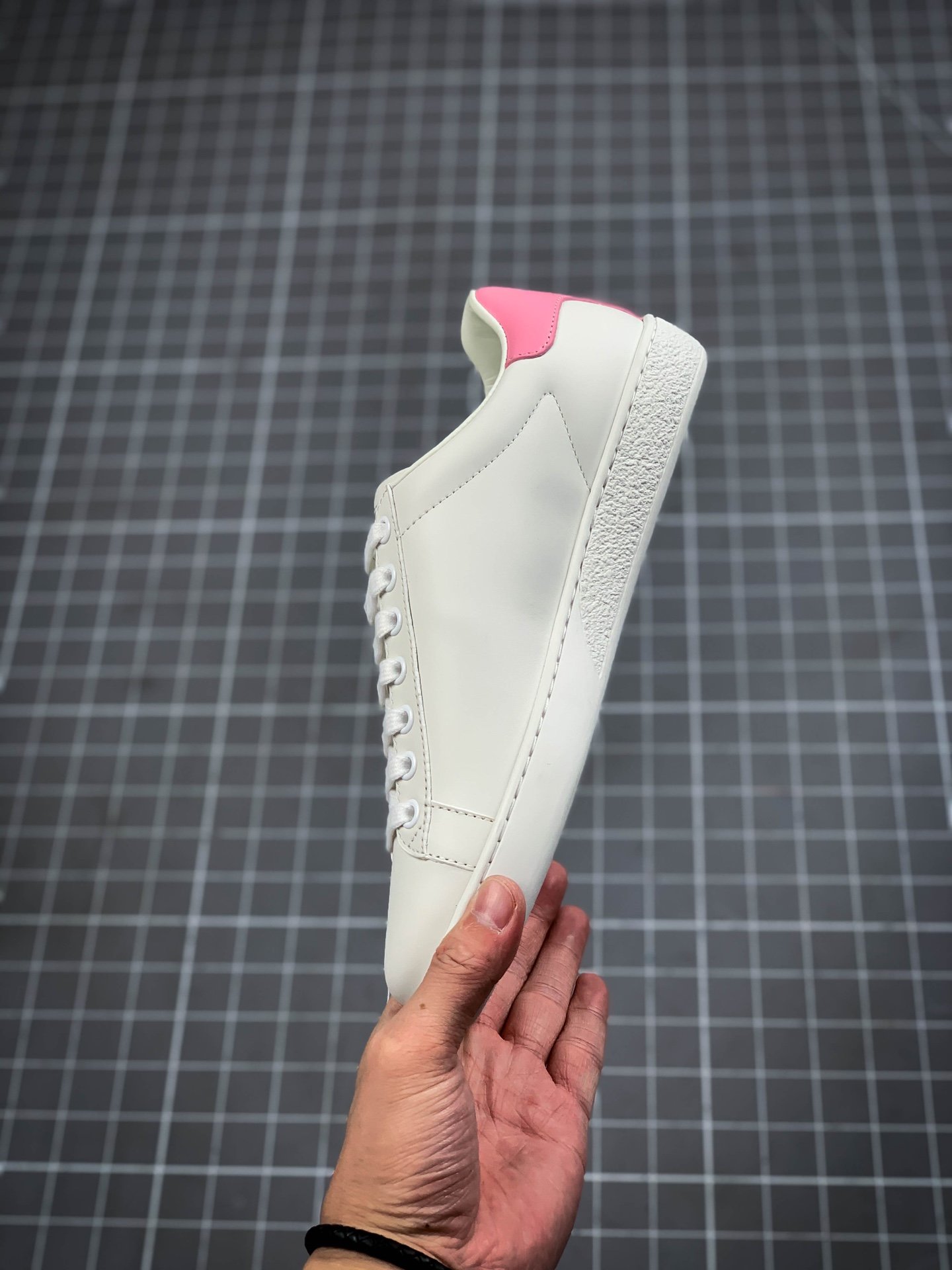 Gucci Ace Embroidered Low-Top Sneaker White/White/Pink 15