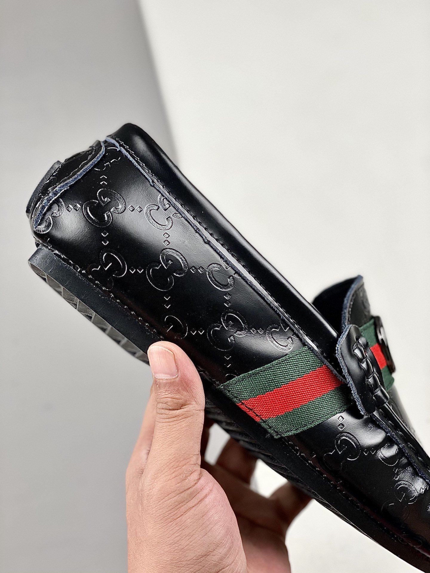 Gucci Leather Shoes Black/Green/Red 13