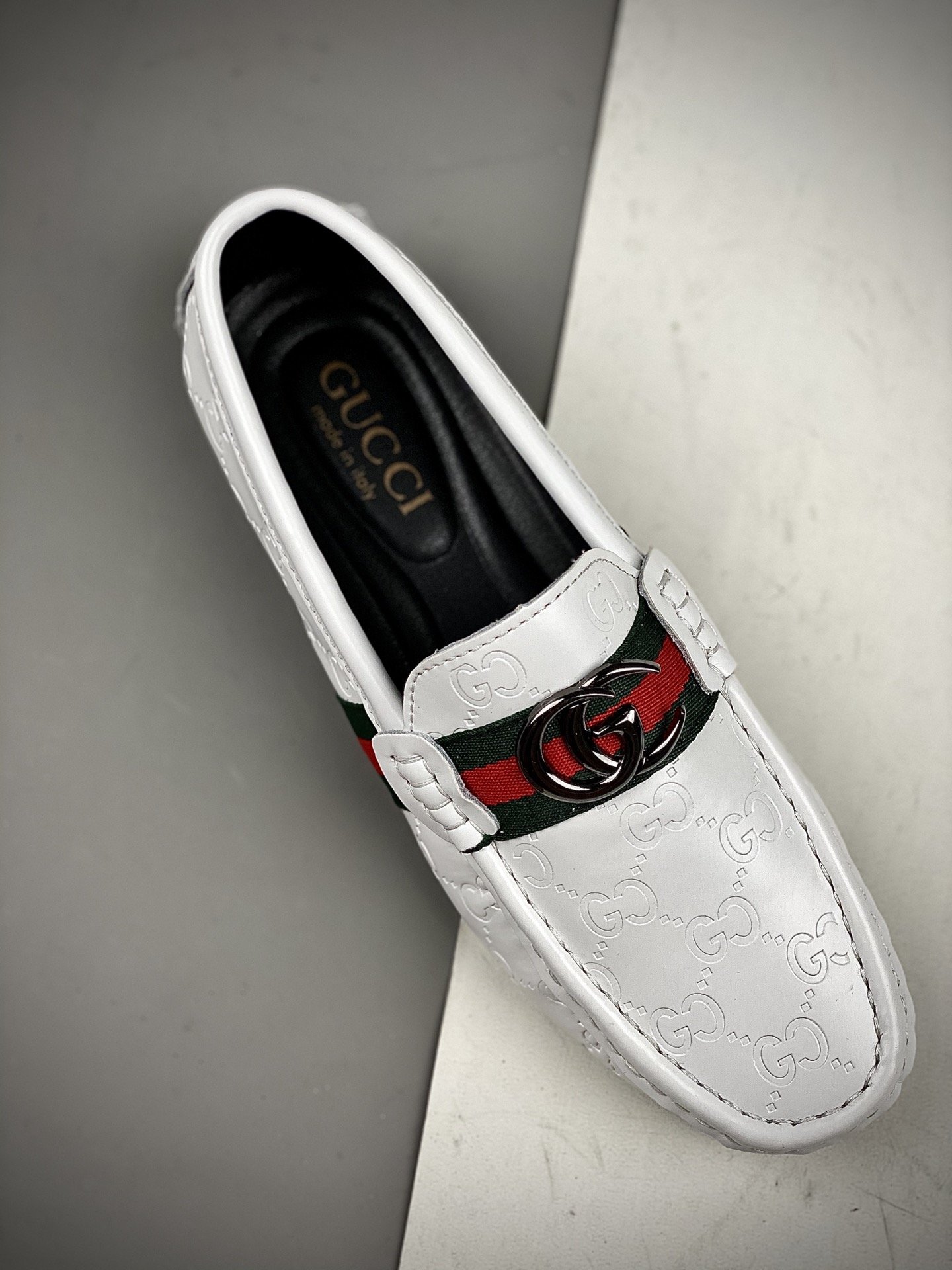 Gucci Leather Shoes White/Green/Red 7