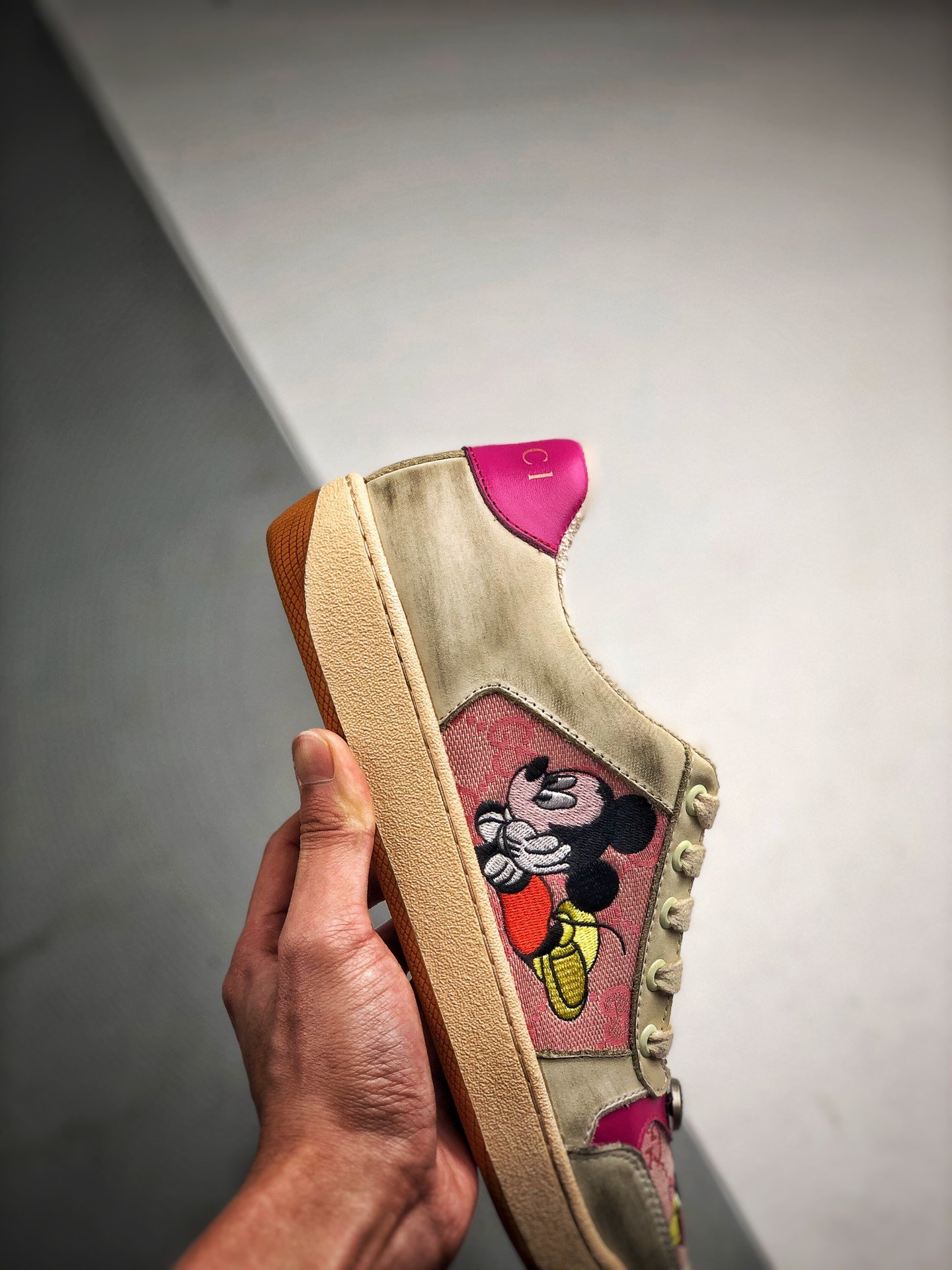 Gucci Ace Embroidered Low-Top Sneaker Brown/Pink 15