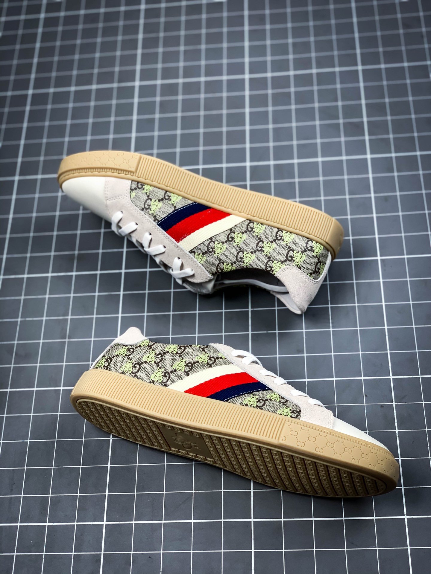 Gucci Ace Embroidered Low-Top Sneaker White/Grey/Red 13