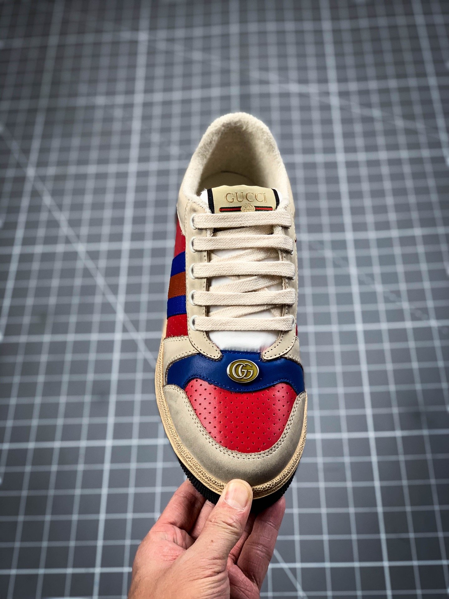 Gucci Screener Sneaker Beige/Red/Blue-Orange 7