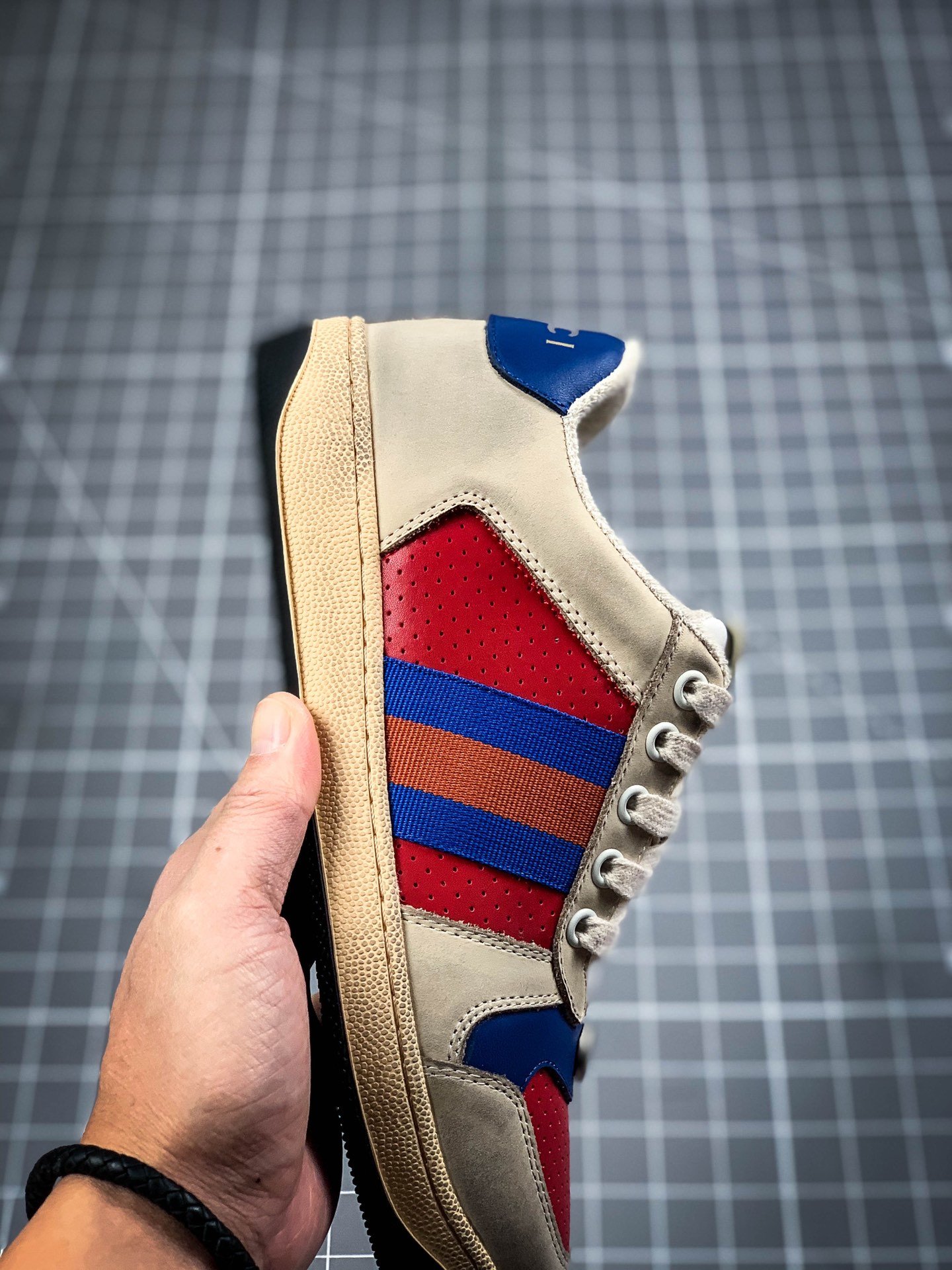 Gucci Screener Sneaker Beige/Red/Blue-Orange 11