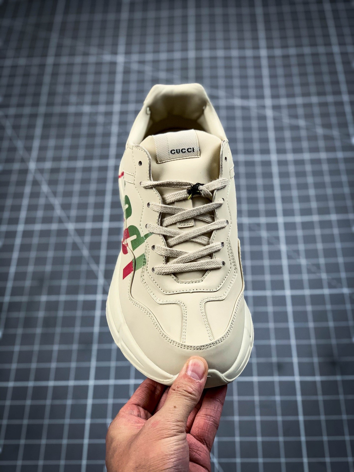 Gucci Rhyton Vintage Trainer Sneaker Beige/Green/Red 17