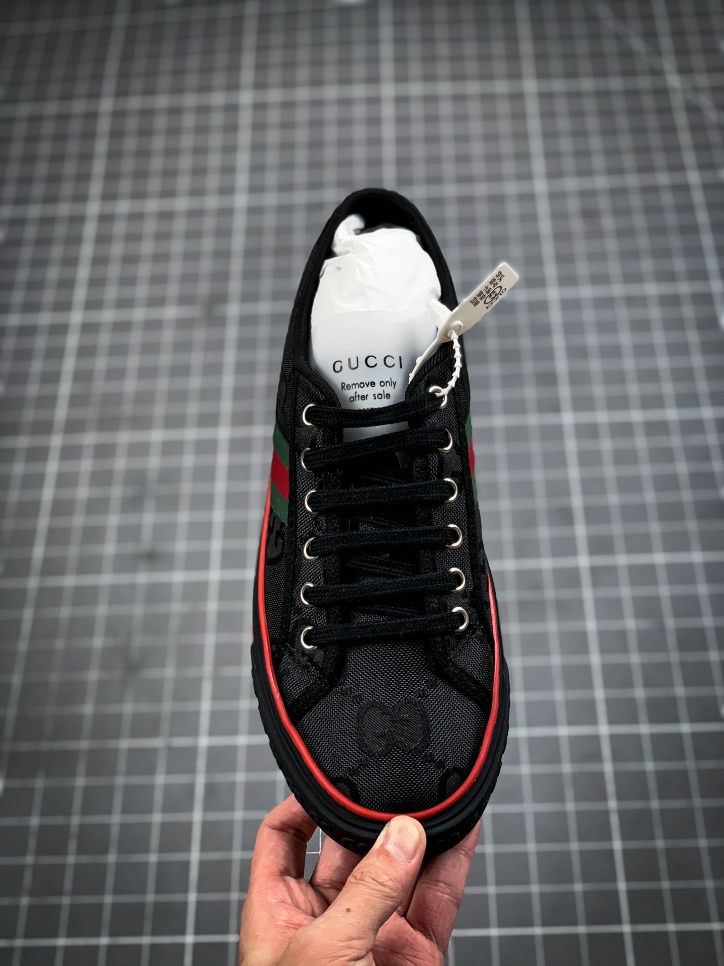 Gucci Ace Embroidered Low-Top Black/Greem/Red 15