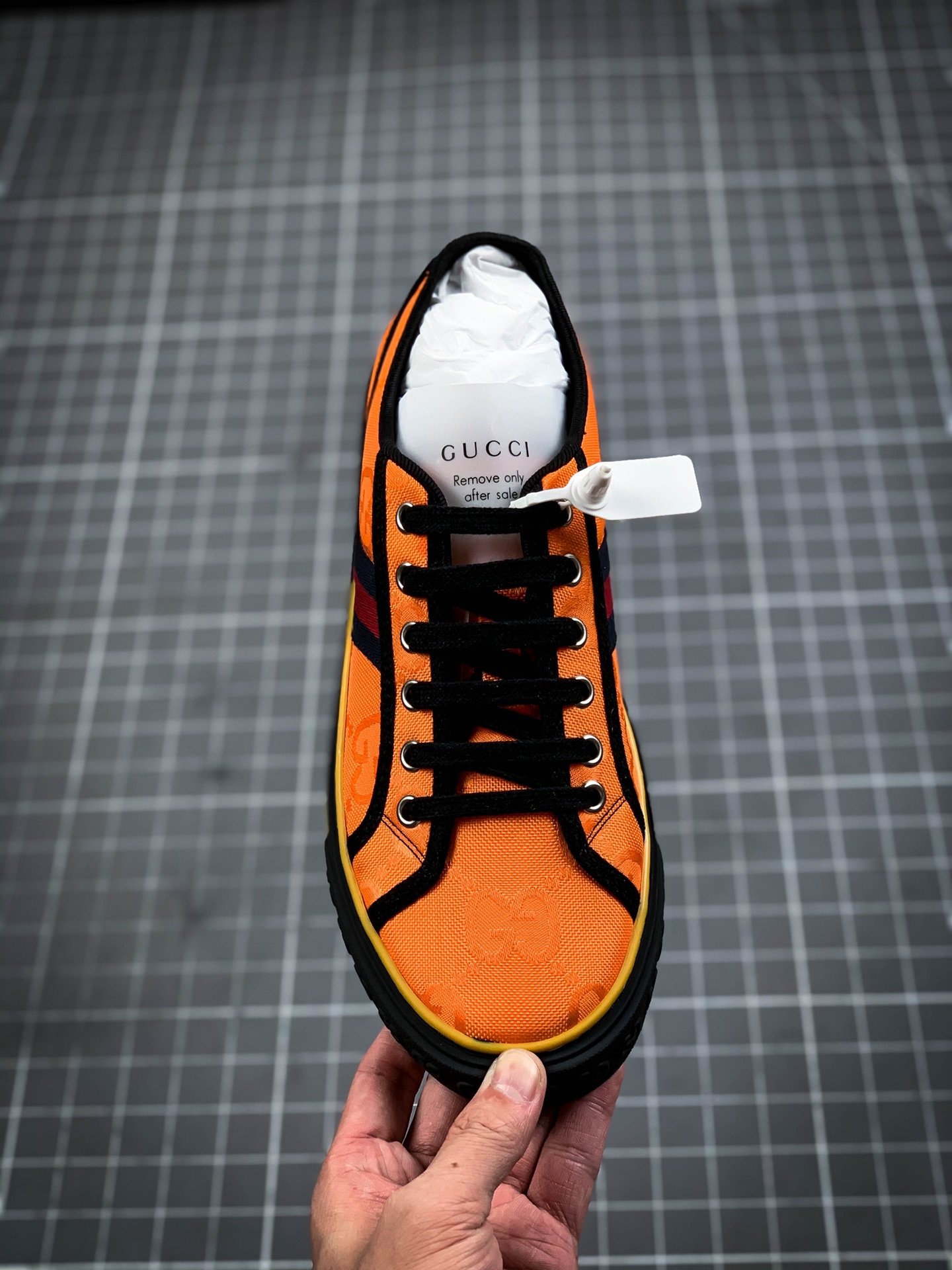 Gucci Ace Embroidered Low-Top Orange/Black/Red 3