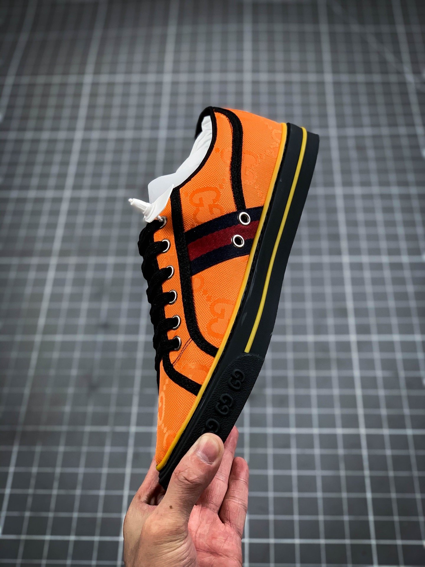 Gucci Ace Embroidered Low-Top Orange/Black/Red 11