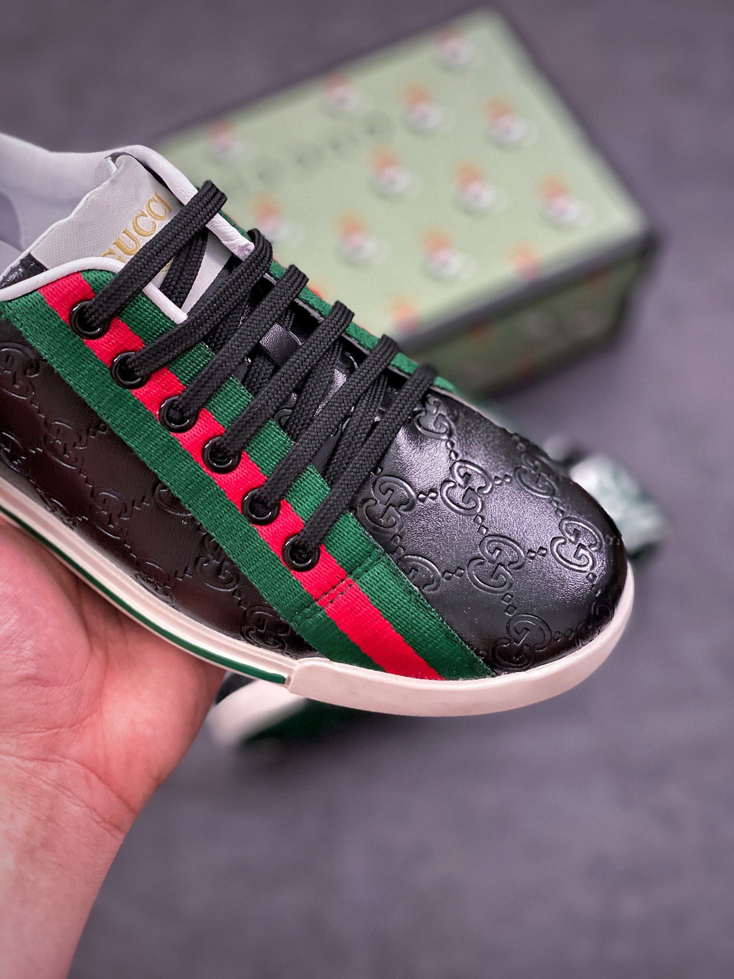 Gucci Shoes Black/Green/Red 3