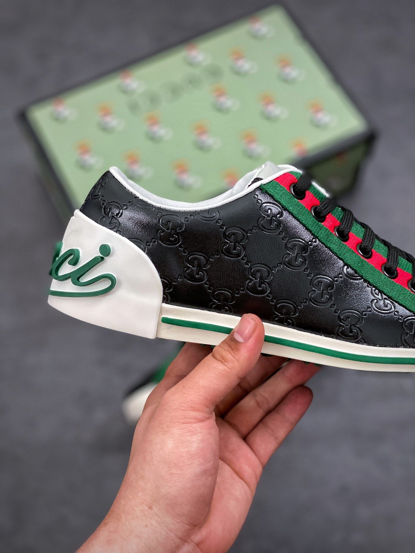 Gucci Shoes Black/Green/Red 17