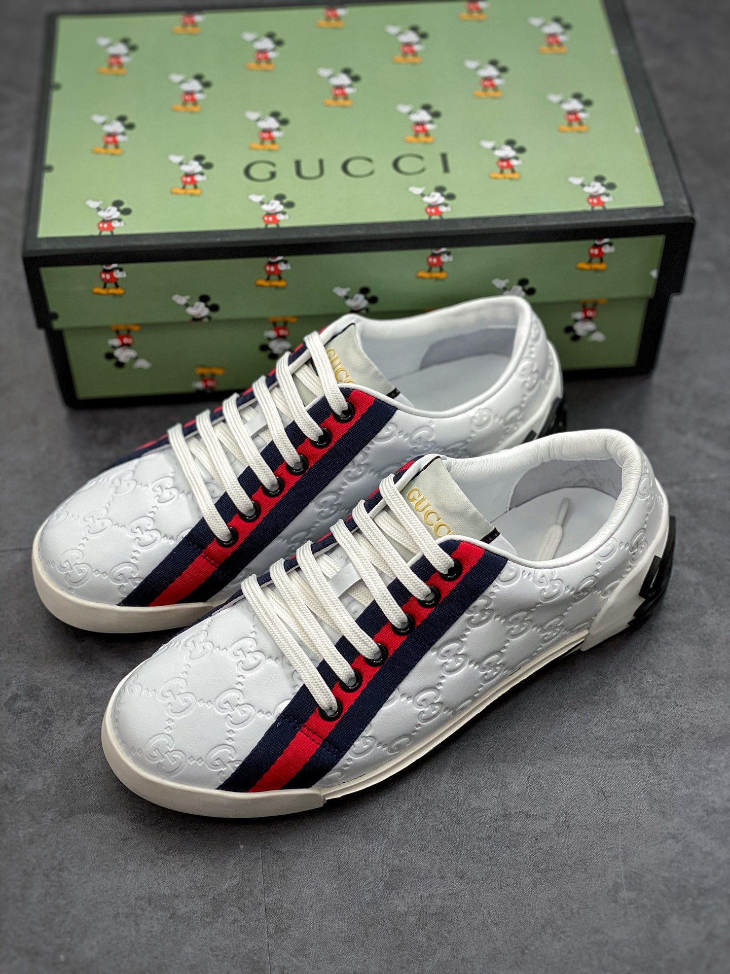 Gucci Shoes White/Navy Blue/Red 9