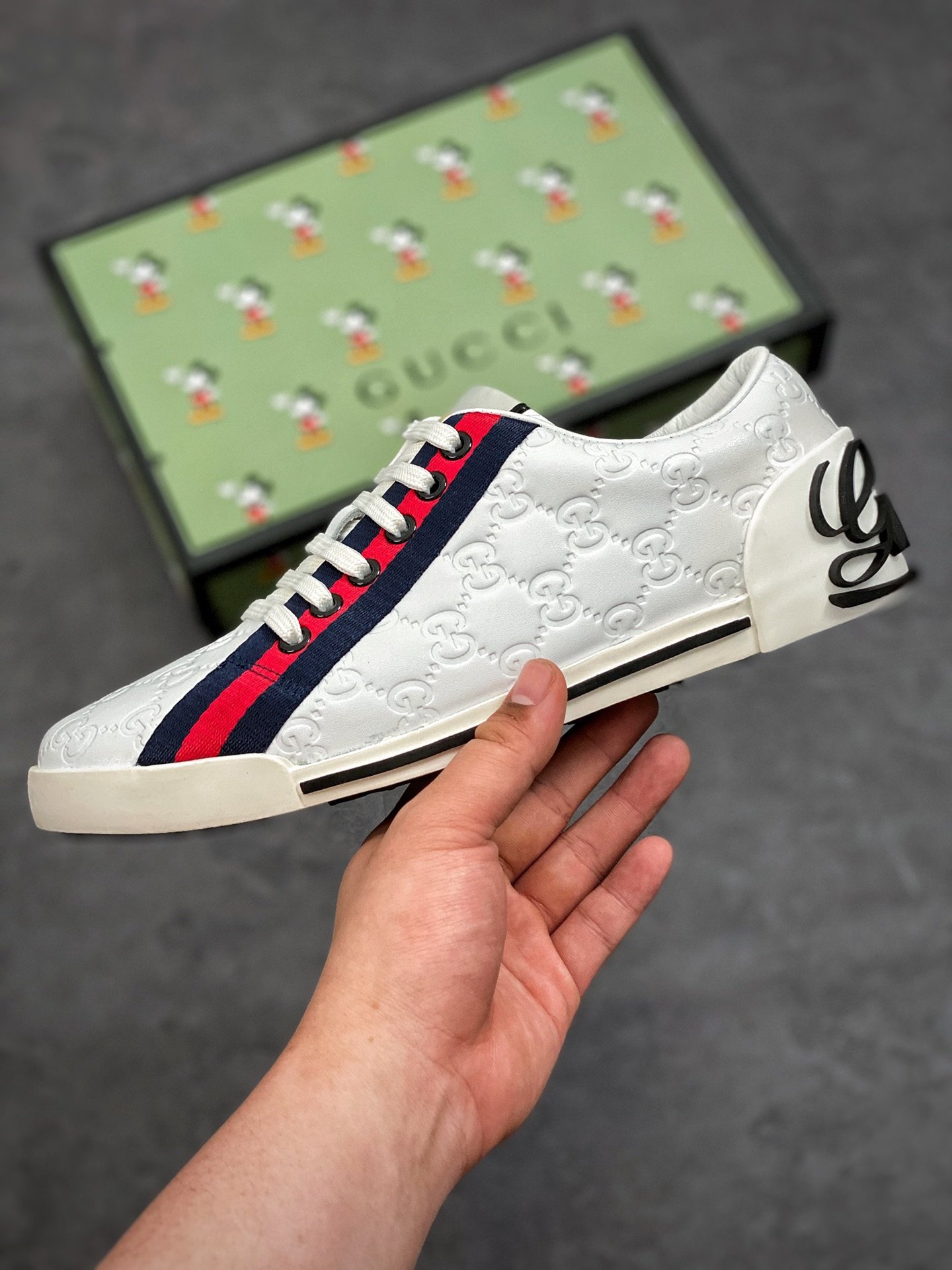 Gucci Shoes White/Navy Blue/Red 11