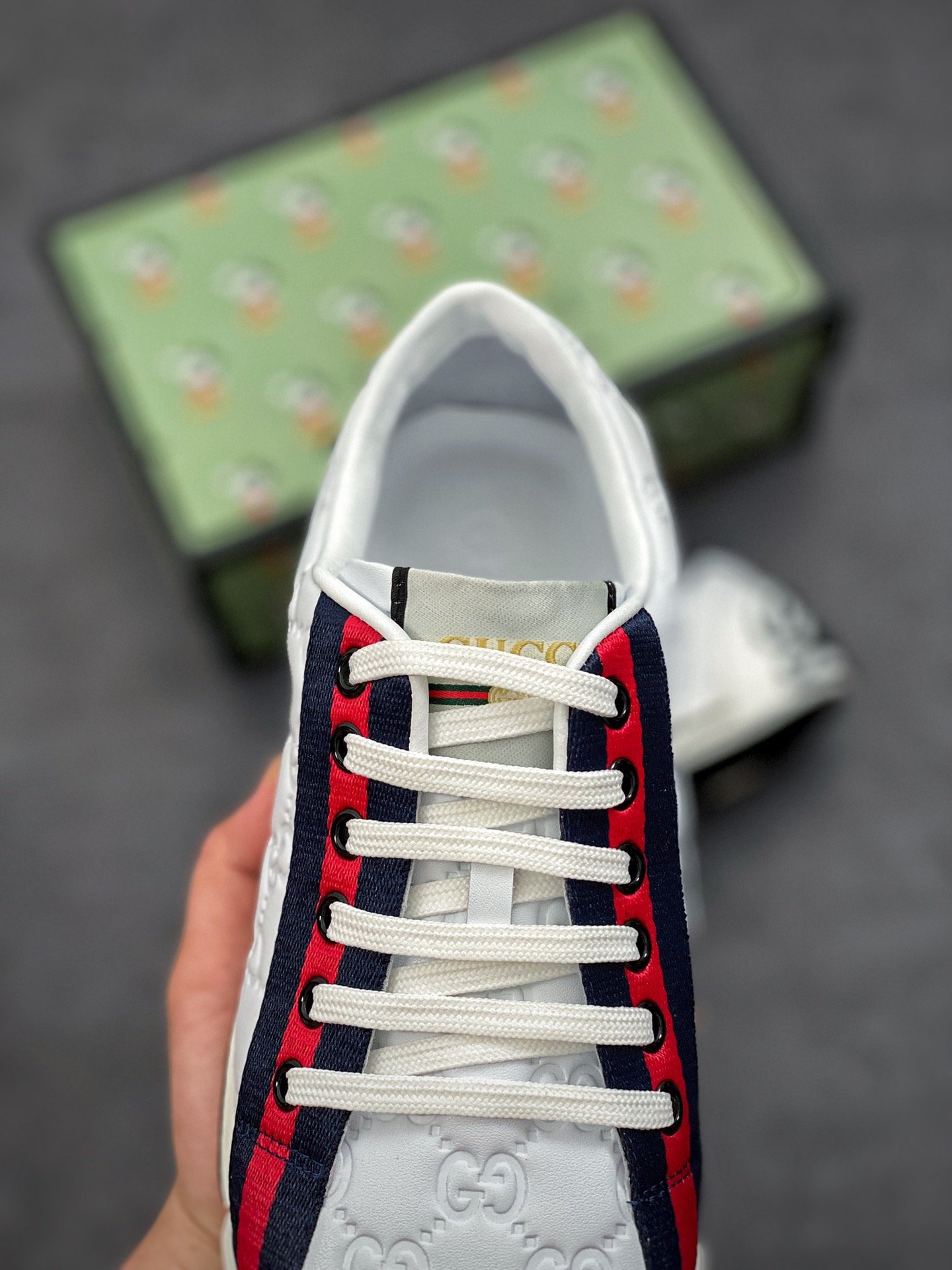 Gucci Shoes White/Navy Blue/Red 13