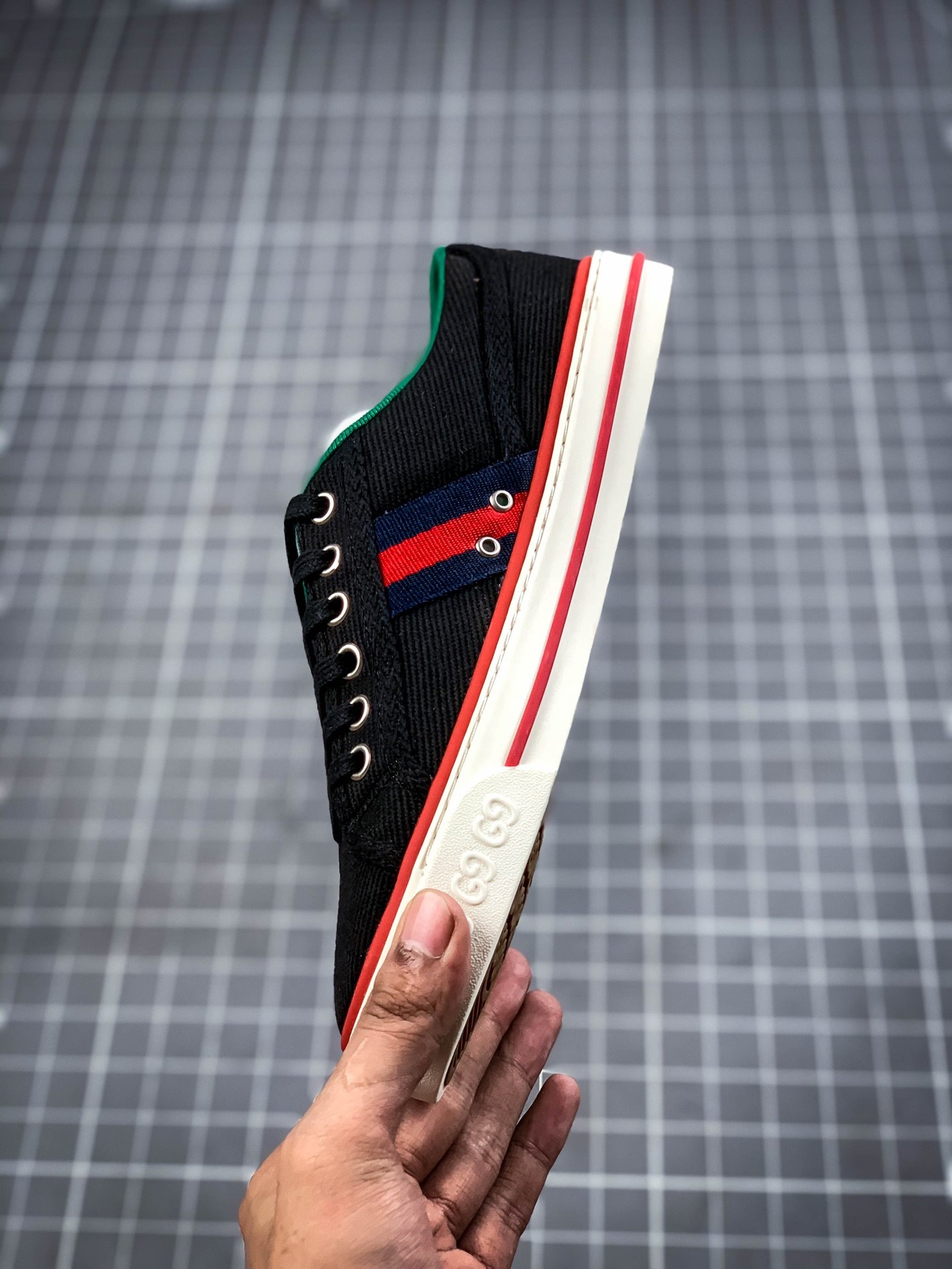 Gucci Tennis 1977 Print Sneaker Black/Green/Red 3