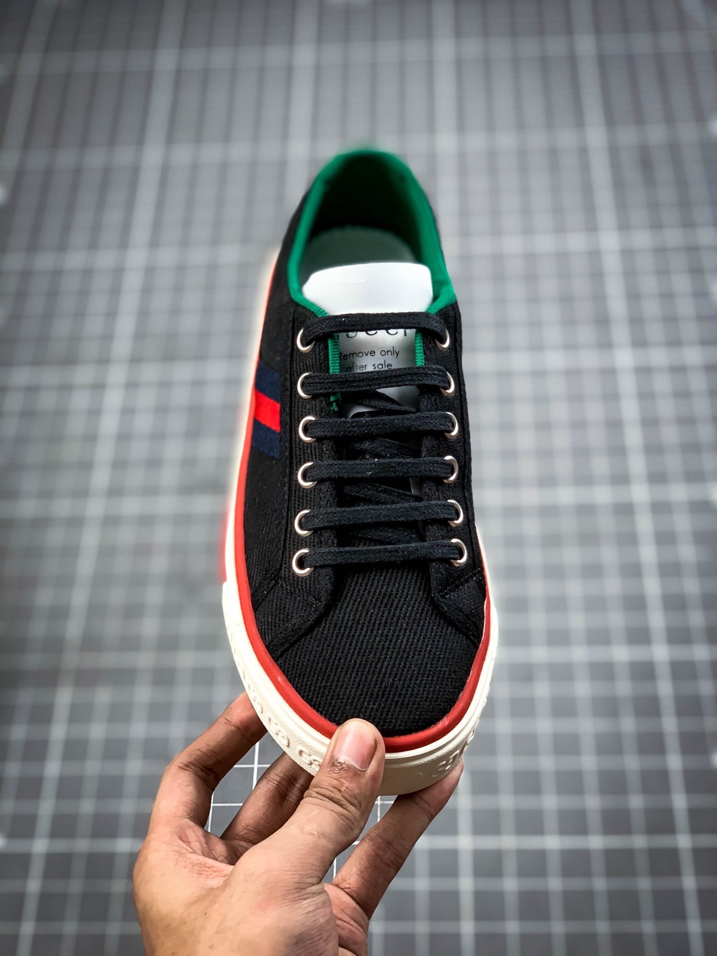 Gucci Tennis 1977 Print Sneaker Black/Green/Red 9