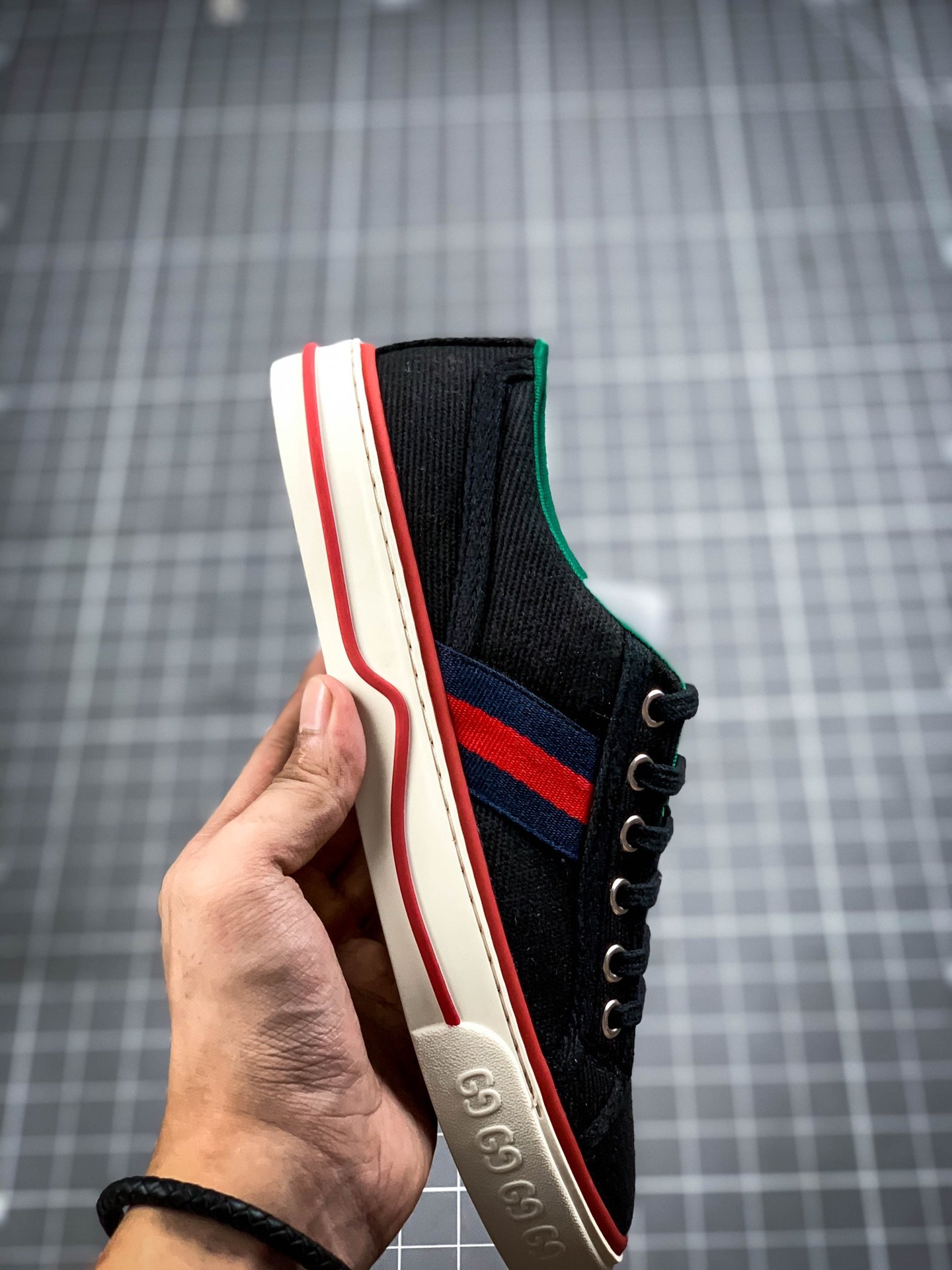 Gucci Tennis 1977 Print Sneaker Black/Green/Red 15