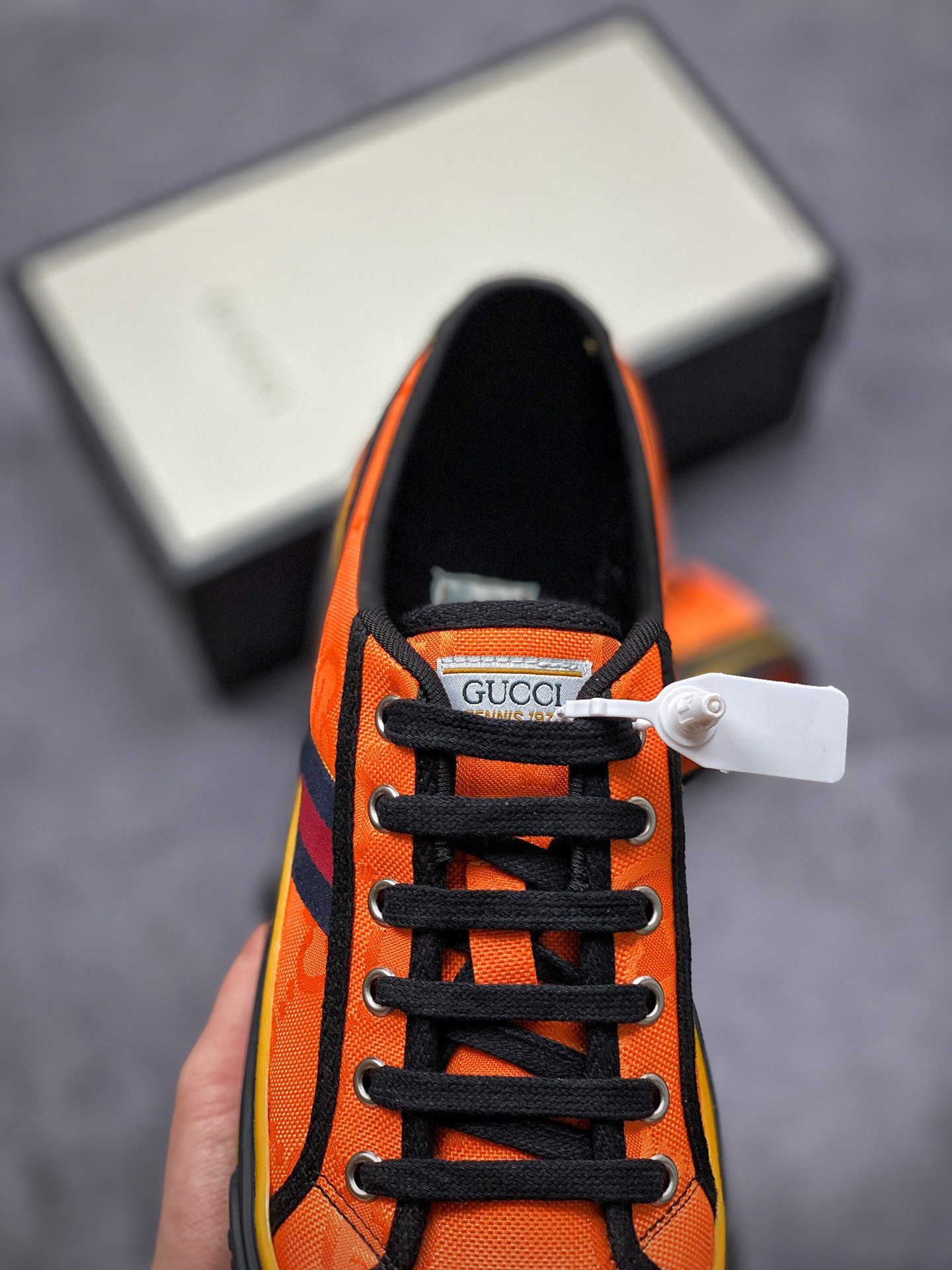 Gucci Tennis 1977 Print Sneaker Brown/Black/Red 7