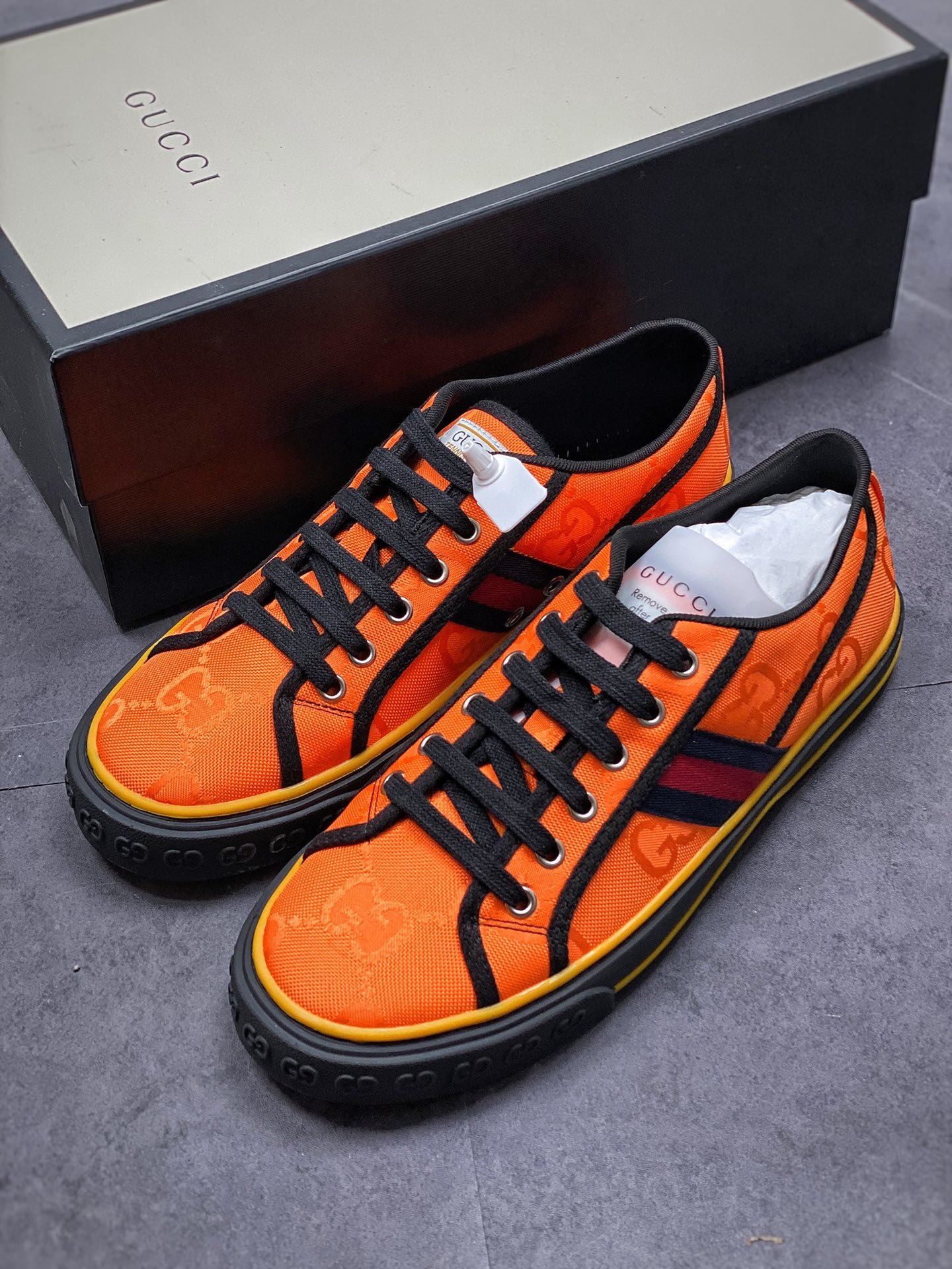 Gucci Tennis 1977 Print Sneaker Brown/Black/Red 9