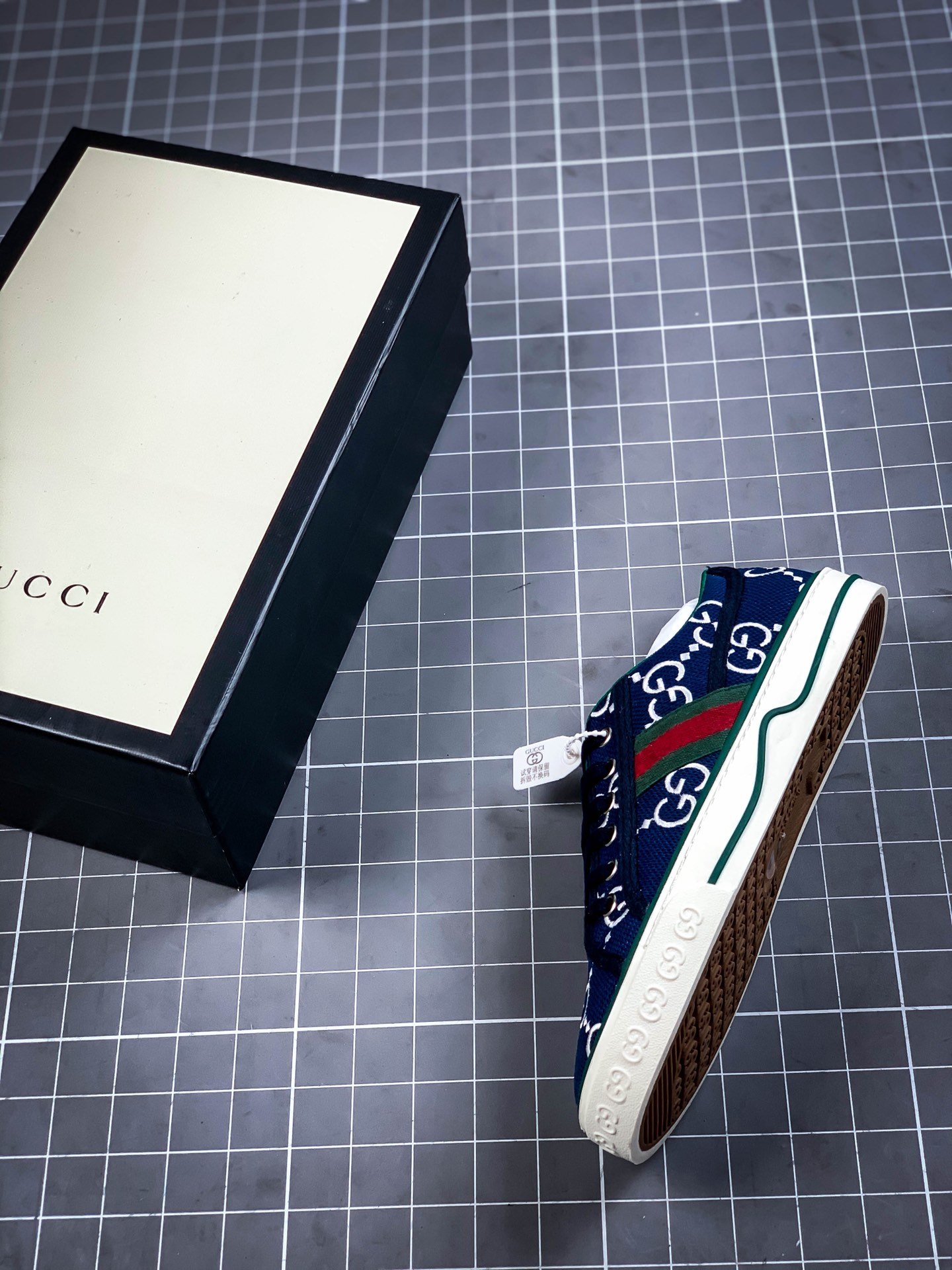 Gucci Tennis 1977 Print Sneaker Navy Blue/Green/Red 11