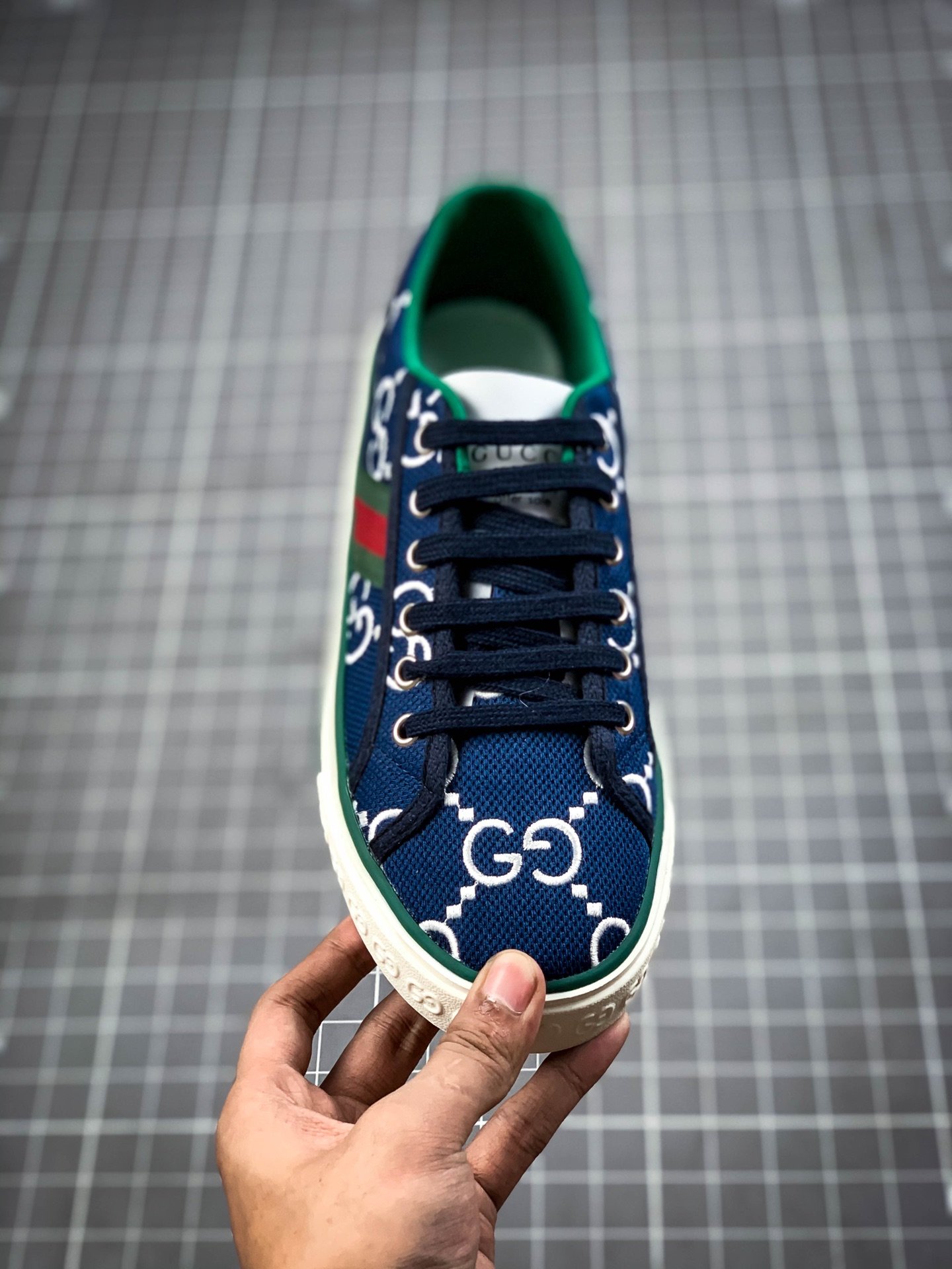 Gucci Tennis 1977 Print Sneaker Navy Blue/Green/Red 13