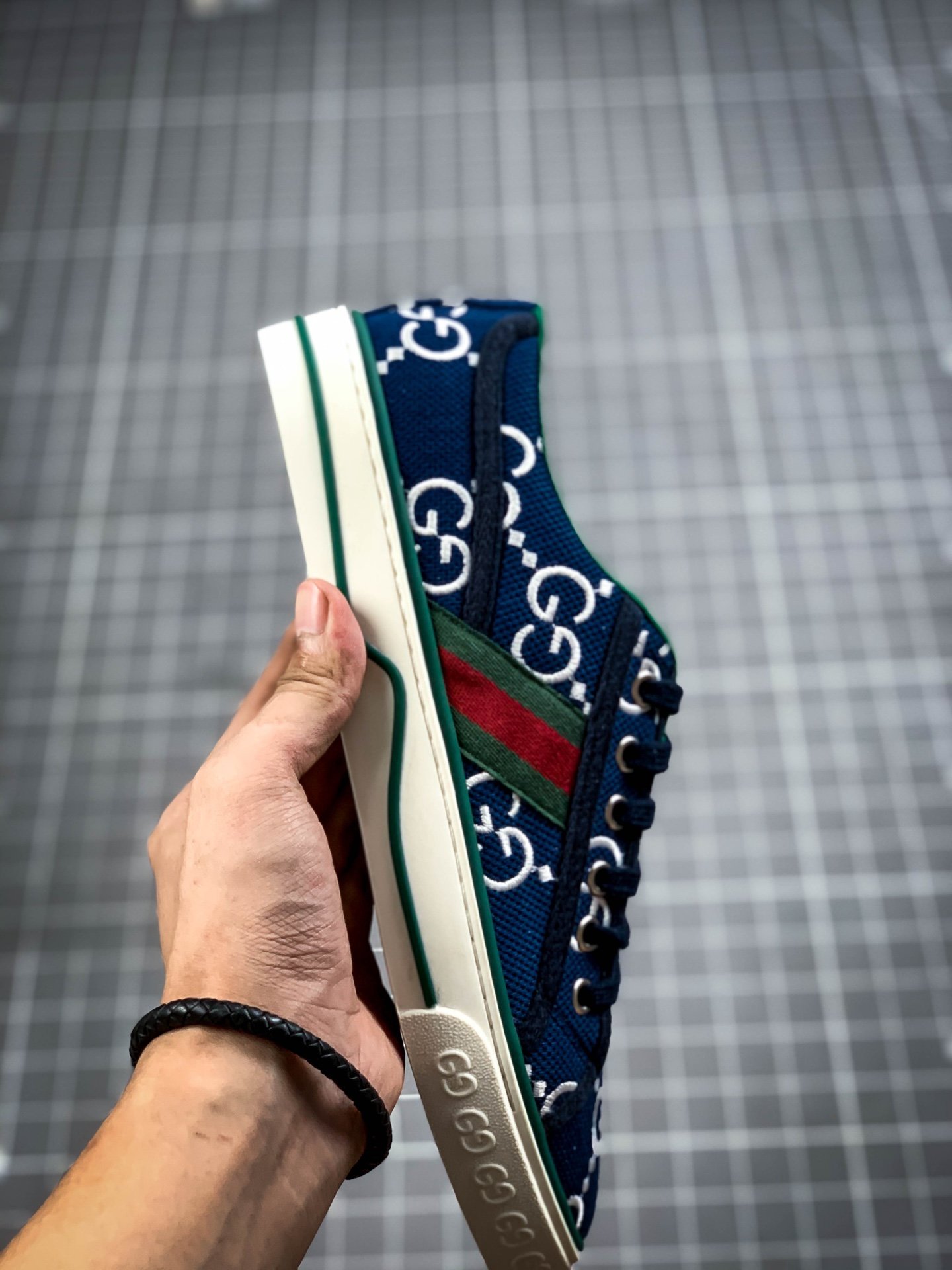 Gucci Tennis 1977 Print Sneaker Navy Blue/Green/Red 17