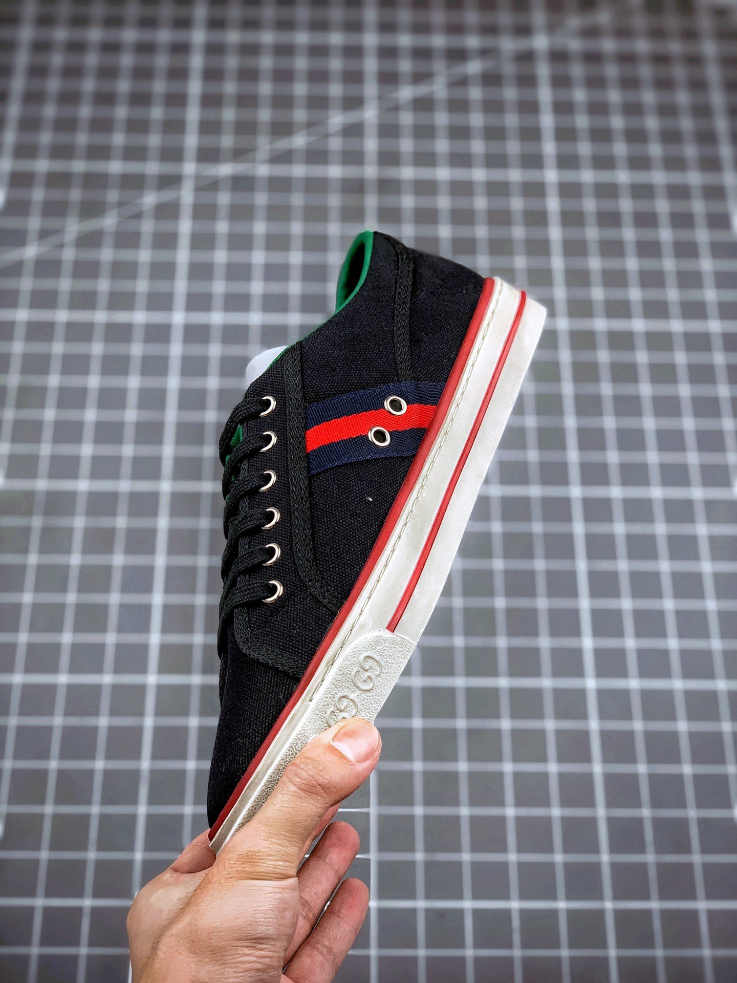 Gucci Tennis 1977 Print Sneaker Black/White/Red 5