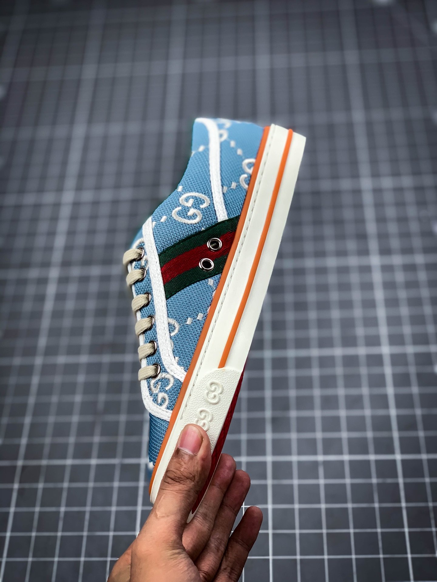 Gucci Tennis 1977 Print Sneaker Blue/White/Green 13