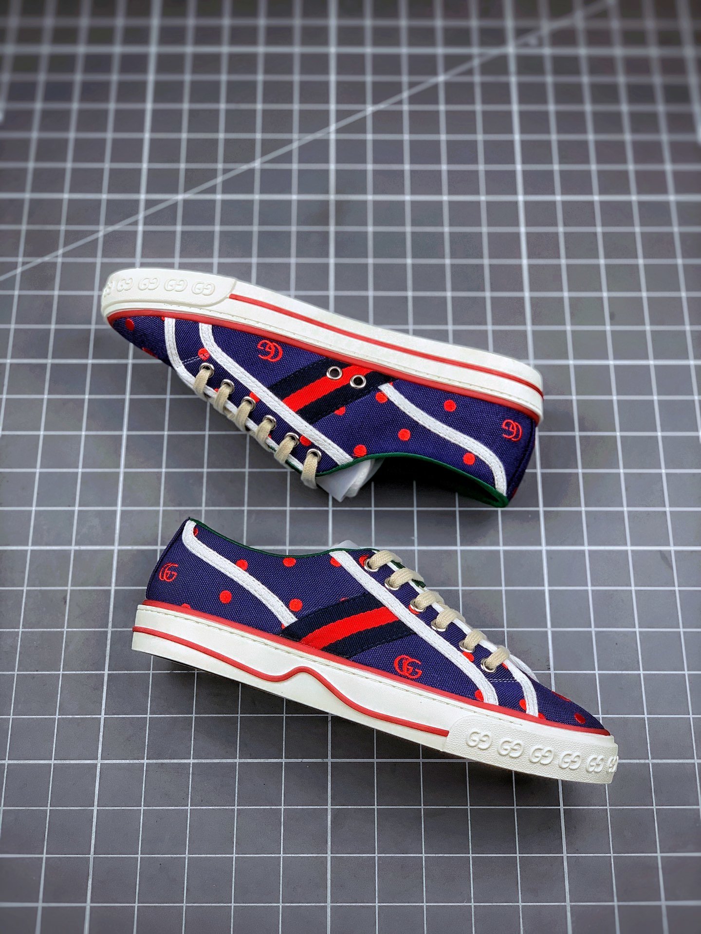 Gucci Tennis 1977 Print Sneaker Navy Blue/White/Red 9